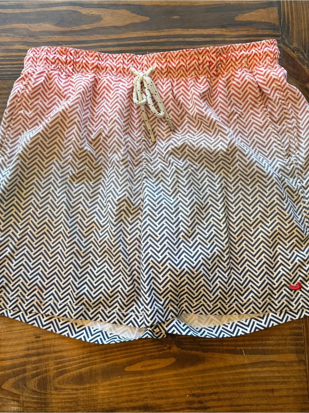 Southern Marsh Pink and Navy Geometric Swim Trunks